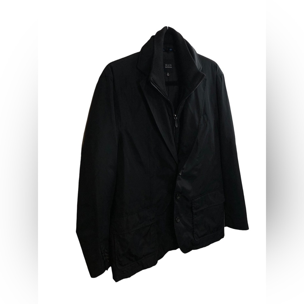 Black Saks Fifth Avenue Water Repellent Blazer Coat Jacket Mens Small Workwear - Picture 6 of 14